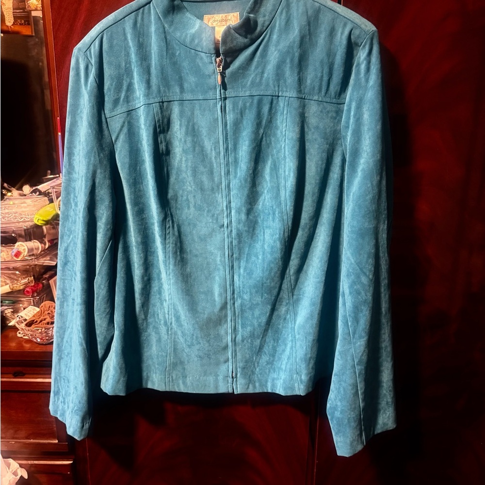 Dress Barn Blue Blazer with Suede Texture